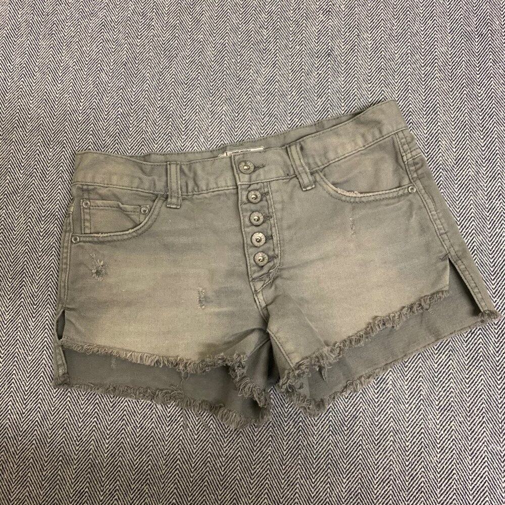 FREE PEOPLE - Distressed Button Fly Cutoff Shorts